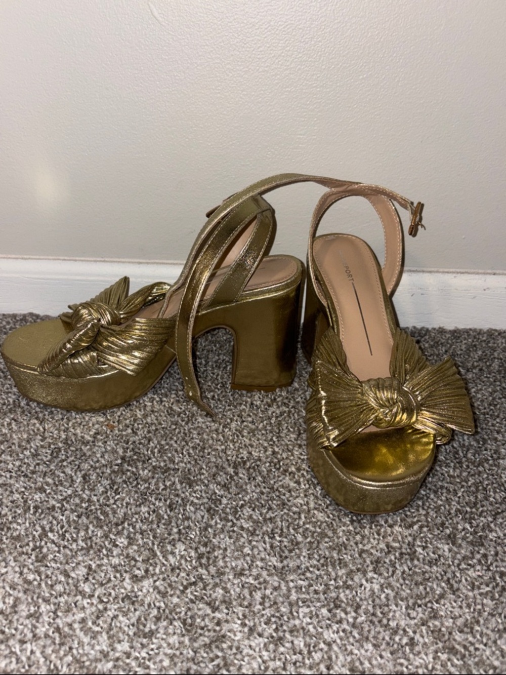 Gold Platform Knot-Front Women's Heels